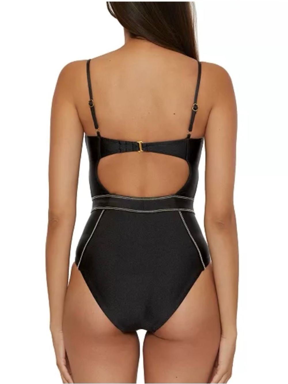 BECCA Black One-Piece Swimsuit with Contrast Topstitching - Picture 4 of 8
